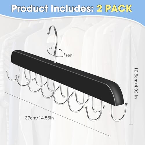 Dntorx Hat Hangers for Closet, 2 Pack Cap Organizer with 20 Hooks, Black - image 2