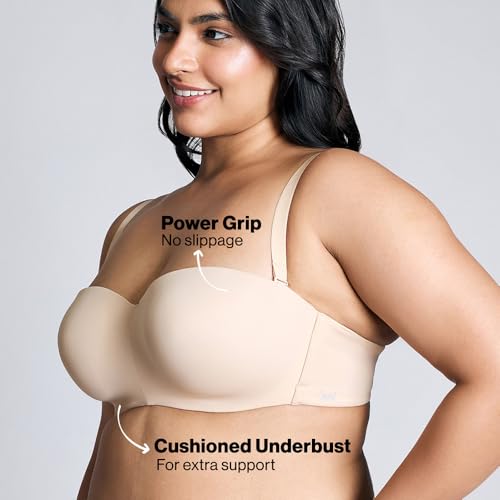 Image of NYKD NYB027 Cotton Padded Wired Multiway Strapless Bra Anti Slip Seamless Bonded Neckline Detachable Straps (Plus