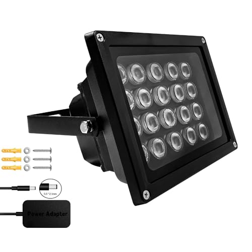 JCHENG SECURITY JC Illuminateur infrarouge 20 LED 90 degrés grand angle IR pour vision nocturne 50...