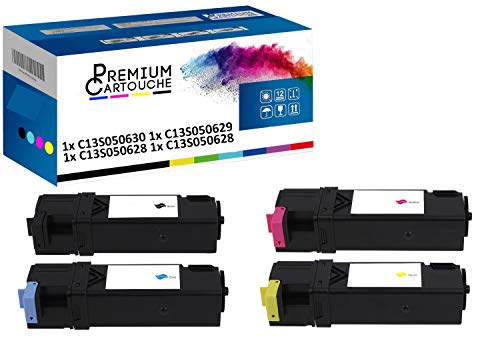Preisvergleich Produktbild PREMIUM CARTOUCHE - x4 Toners - C13S050630 + 50629 + 50628 + 50628 (Schwarz + Cyan + Magenta + Gelb) - Kompatibel für Epson Aculaser C 2900 DN C 2900