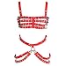Produktbild BBOHSS Damen Leder Body Harness BH Strumpfband Gürtel Set Punk Gothic Dance Karneval Kostüm Zubehör (rot)
