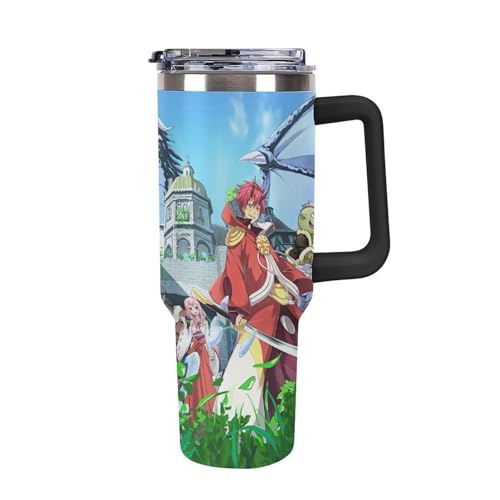 タンブラー 転生 スライム 転スラ 水筒 40OZ 真空断熱 保温保冷 ステンレスマグボトル 結露しない ストロー付き/直飲み可能 洗いやすい ハンドル付き 車内用 アウトドア キャンプ 大容量