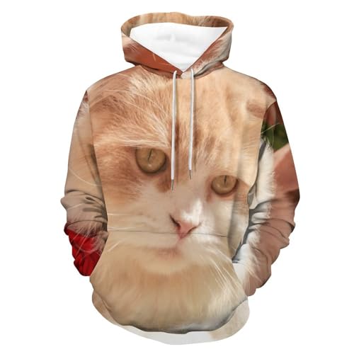 Sweatshirt chat rose UMENG contre le froid, pull à capuche confortable homme femme