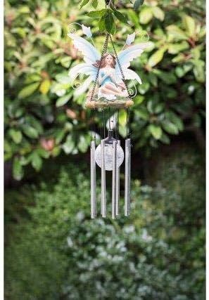 spot on dealz Solar Powered Fairy Wind Chime Colour Changing LED Crackle Ball Garden Decoration -Blue