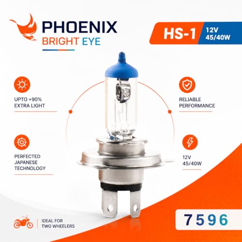 Image of PHOENIX Bright Eye HS1 Headlight Bulb for Activa, Jupiter, Access & Other Scooters, 12V 45 /40W Halogen, 90% Extra Light, Pack of 1