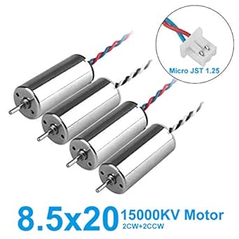 MakerStack 4pcs 8520 Motor 8.5x20mm 15000KV Bürstenmotoren 1.0mm Welle mit Micro JST 1.25 2P-Stecker CW CCW 8520 Coreless Motoren für Tiny 8X RC Drone Quadcopter