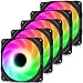 upHere UA01 PWM 5V ARGB Ventilateur de Boitier 120 mm Miroir Sync ARGB LED Silencieux adressables Haute Performance Ventilateur，5 pièces（UA0107-5）