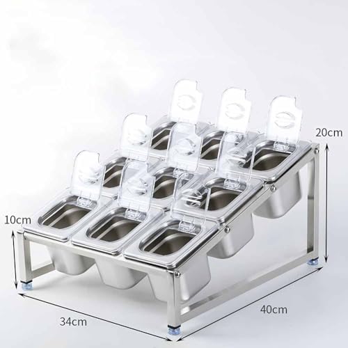 Commercial Spice Rack Set - Condiment Organizer & Dispenser for Sauces, Seasonings, Jams & Fruits - Perfect Topping Station (56x27x11 cm) for Kitchen & Dining