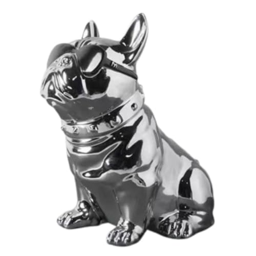 FeiFan ティッシュケース 犬 ボックスカバーボックスの戦いの興味深いトイレットペーパーホルダー、軽くて豪華なリビングルームの装飾 クリエイティブでかわいいフレンチブルドッグのボックス寝室のための創造的な家の装飾 ボックスカバー 北欧スタイル (シルバ