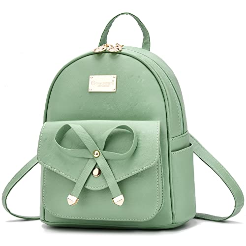 I IHAYNER Girls Bowknot Small Leather Backpack, Green, 22cm x 15cm x 26cm by I IHAYNER - Used condition - US$15.93