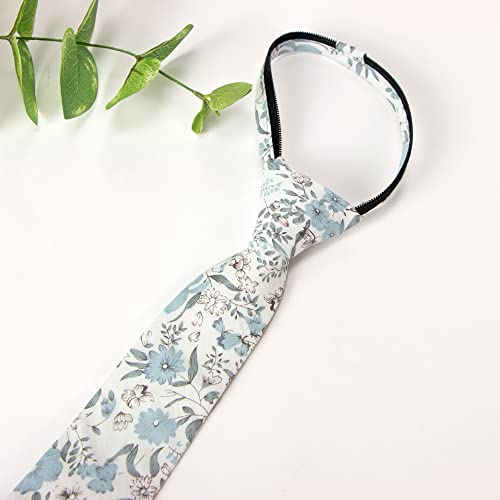 Spring Notion Boys' Cotton Floral Print Zipper Necktie and Pocket Square Set2