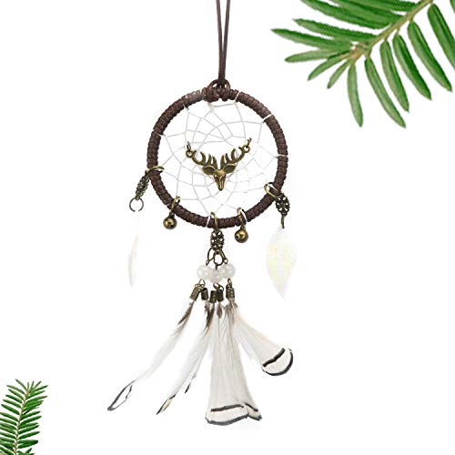 Jrancc Dreamcatcher DIY Handmade Feathers 32cm White for Bedroom Home Decoration