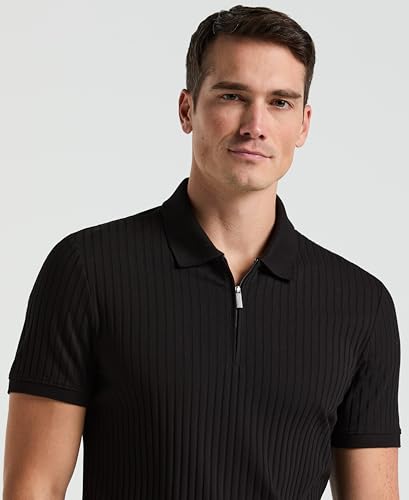 Perry Ellis Men's Quarter Zip Ribbed Polo4