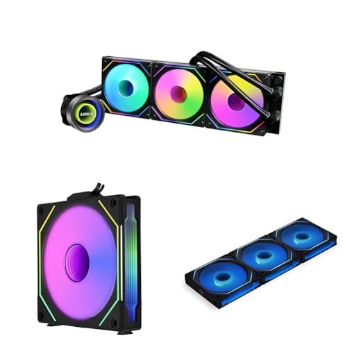 Image of Lian Li GA2T36INB Galahad II Trinity 360 AIO CPU Liquid Cooler 360mm & SL Infinity 120 Reverse Blade Black Single Pack & UNI Fan SL-Infinity 120 RGB Triple Pack Black with Controller - UF-SLIN120-3B