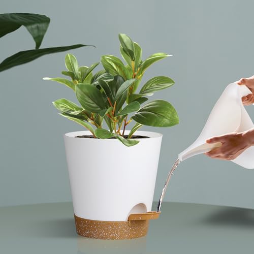 Homeuouz-6-Packs-Blumentopf-Selbstbewassernd-152cm-Pflanzentopf-mit-Bewasserungssystem-Ubertopf-mit-Brown-Untersetzer-Blumentopfe-Set-Ideal-fur-Innen-und-Balkongarten-Weis | Dealmeister.io Alt tag für bilder post titel