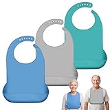 Yoreva 3 Pièces Bavoirs Lavables en Silicone,Bavoir Adulte Silicone...