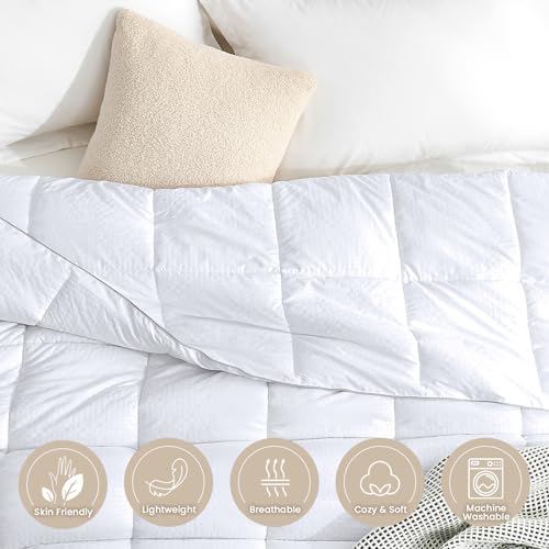 Image of Homelike Moment Oversized Queen Comforter - White Duvet Insert Down Alternative Bed Comforter, Lightweight Bedding Comforters Oversize Queen Soft All Season with Coner Tabs White Square Embossed