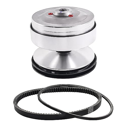 loosoo Golf Cart Drive Clutch w/Drive&Starter Belt Compatible with Club Car DS/Precedent/Carryall/Turf Gas Models 1997-up with Kawasaki Engines Silver Drive Clutch Assembly Replace# 101833902