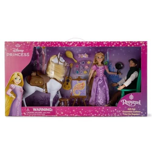 Disney Store Official Rapunzel Classic Doll Gift Set - Disney Princess Doll Playset Featuring Rapunzel, Flynn Rider, Maximus, Pascal & Accessories - Tangled Toys for Girls