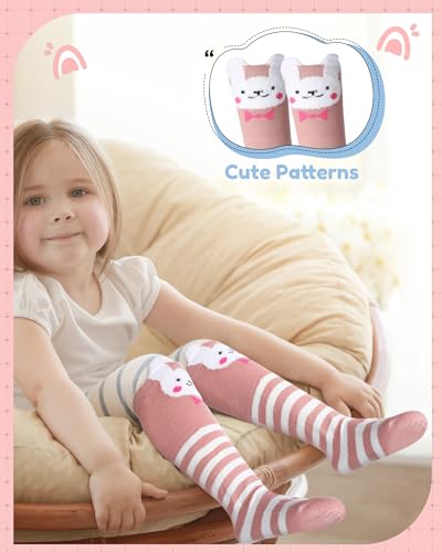 Suhine 24 Pairs Girls Knee High Socks Kids Funny Animal Long Boot Tall Socks Gift Sock for Girls Kids Toddlers, 12 Styles3