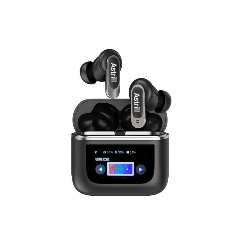 Astrill Tour Pro 2 Led Full Color Touch Screen Rich Functions One Finger Control True Wireless Noise Cancelling Earbuds (Black)