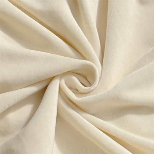 Highdi Soft Velvet Dining Chair Covers Solid Color Stretch Curved Back Chair Slipcovers with Armrest, Vanity Swivel Armchair Cover Removable Washable for Bedroom Party Hotel (Beige,4 PCS)