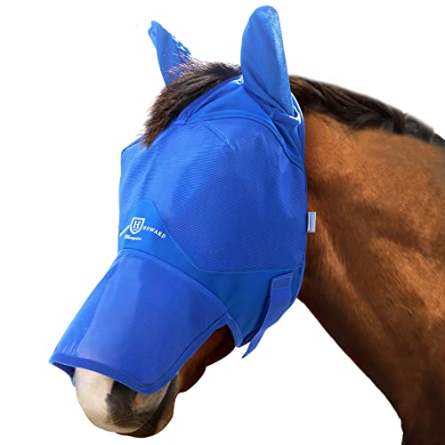 Harrison Howard Horse Fly Mask Long Nose with Ears Signature Blue Horse Large, Horse (L) - Image 4