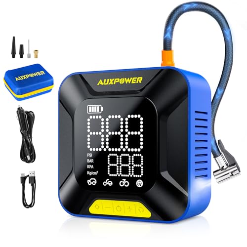 AUXPOWER Tire Inflator Portable Air Compressor, 28MM Big Cylinder Tire Pump for Car with Auto-Shutoff,150PSI &7800mAh Portable Cordless Tires Compressor for Pickup SUV MPV Car Mortorcycle Bike Ball