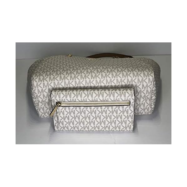 MICHAEL-Michael-Kors-Jet-Set-Travel-Large-Chain-Shoulder-Tote-bundled-with-Michael-Kors-Jet-Set-Travel-Trifold-Wallet Michael Kors MICHAEL Michael Kors Jet Set Travel Large Chain Shoulder Tote bundled Jet Set Travel Trifold Wallet (Signature Vanilla/Acorn)