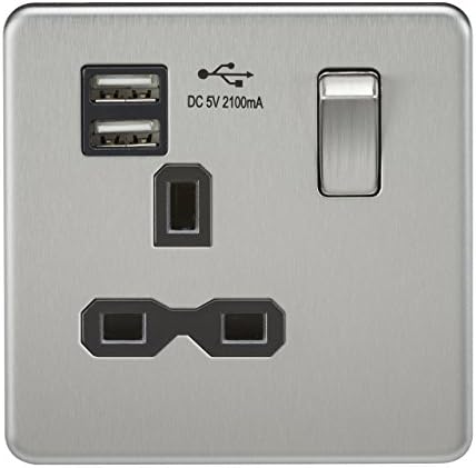 Knightsbridge SF0100BC (Non-Isolated) Screwless 1-Gang Tv Outlet, 20 W, 230 V, Brushed Chrome