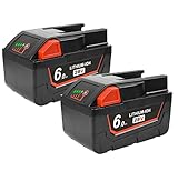 Powtree Li-Ion Upgraded 28V 6000mAh Replacement Battery for Milwaukee M28 48-11-2830 V28 Cordless Power Tools Battery with LED Fuel Gauge-【2 Packs】