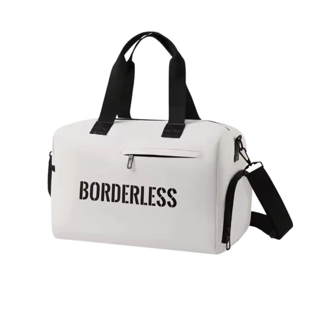 Duffle Bag for Travel and Gym, Multifunctional Portable Sports Bag with Shoes Compartment, Fitness Storage Organizer with Shoulder Strap and Carry Handle (White)-image-11