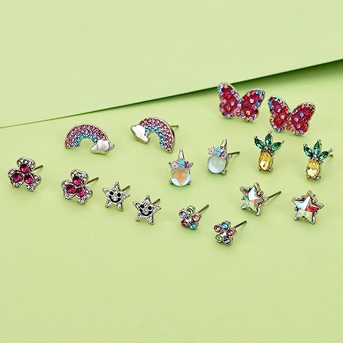 Image of 30 Pairs Hypoallergenic Earrings for Girls Sensitive Ears with Stainless Steel Post -Assorted Cute Stud Earrings for Teens Girls Women
