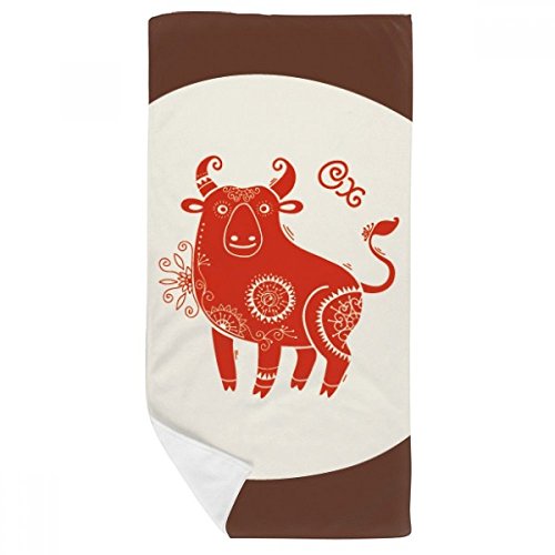 Serviette de bain Ox zodiaque rouge pour visage et douche 35x70