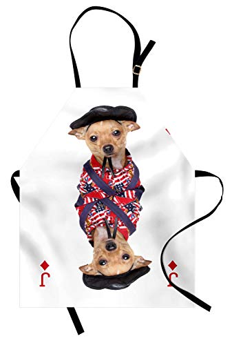 ABAKUHAUS Hunde Spielen Poker Kochschürze, Gamble Chihuahua, Schmutz Fett abweichend waschbar Farbfester Digitaldruck, Mehrfarbig