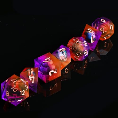 ORUZA Drachenauge Polyedrische DND Würfel Set, 7 Stück Harz Drachenauge D&D Würfel für Dungeons and Dragons RPG MTG Pathfinder Rollenspiel D4 D6 D8 D10 D12 D20 D%