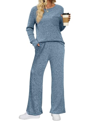 Image of Saloogoe Lounge Sets for Women Two Piece Outfits Cozy Pajamas Set Fall Fashion 2024