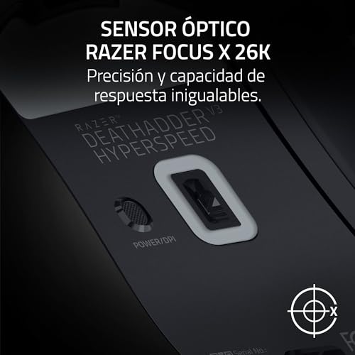 Miniatura 7 de Razer DeathAdder V3 HyperSpeed - Ratón ergonómico e-Sports inalámbrico Ultraligero para Juegos con 26K dpi (55g, Revestimiento Suave al Tacto, 100h de duración de la Pila, HyperSpeed 8K Hz) Negro