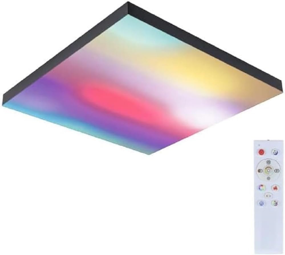 Paulmann Velora Rainbow 79908 LED Panel Square Including 1 x 19 W Dimmable DynamicRGBW Colour Control Black Metal Ceiling Light 3000 K