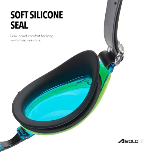 Image of Boldfit Swimming Goggles for Men & Women with Adjustable Strap Anti Fog Goggles for Swimming Men Swimming Goggles for Women Air Tight Swim Goggles UV Protection Training Swim Goggles - BlackYellow