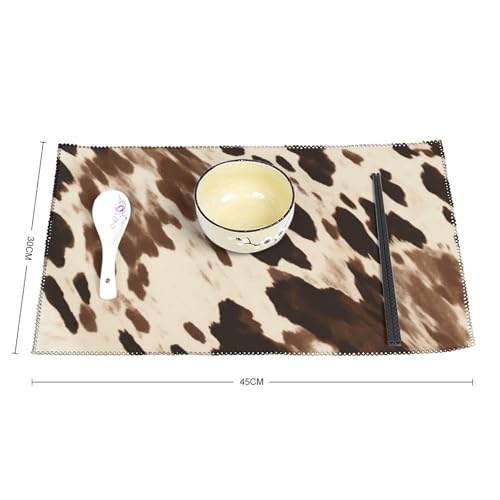 Sets de table imprimé vache en toile lavable pour table de salle à manger 45 x 30 cm
