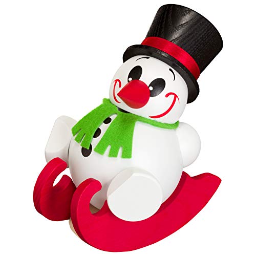 Muñeco de nieve con trineo artesanía de Seiffen regalo 2
