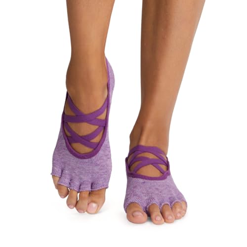 Image of toesox Elle Half Toe Grip Socks - Non-Slip Grip Sole for Yoga, Pilates, Gym - Non Skid Open Toe Socks for Women