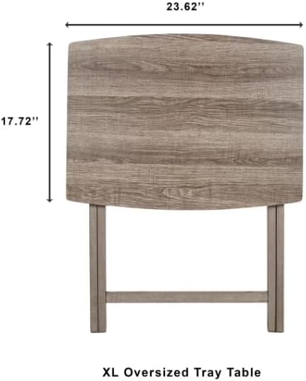 Home furnishings, Modern Indoor Folding XL Extra-Large Tray Table, Grey, 23.5 inches Long x 18 inches Wide x 26 inches high.