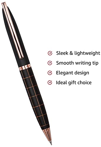Image of amazon basics Elegant Ballpoint Pen with Classy Stainless Steel Body (Blue Ink)