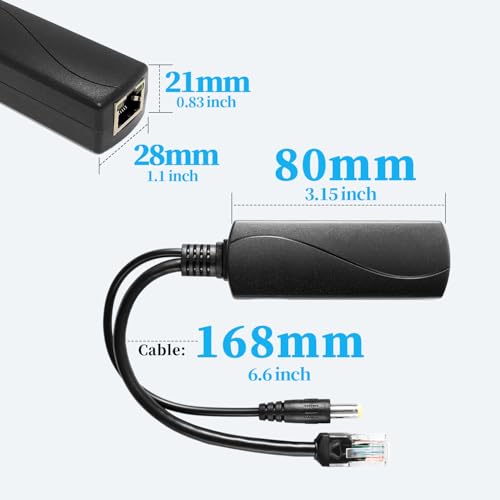 Image of PoE Splitter 2.5G 36W 12V /3A, DC 5.5 * 2.1mm Plug PoE to DC 12V /3A Output, 2.5G Ethernet Comply IEEE802.3bt, Plug and Play (PS5712BG) (Pack of 2)