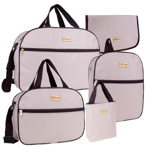 Kit Bolsas Maternidade 5 Peças – Versatilidade e Estilo para Meninos e Meninas (Bege)