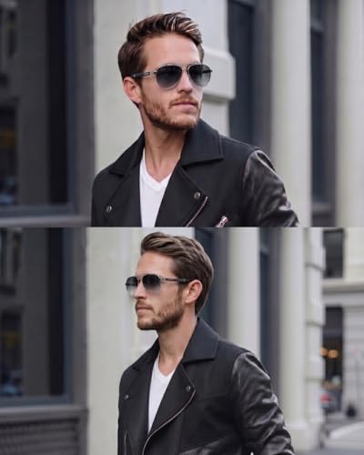 Image of THE MEN THING 2173 STEALTH PILOT - Aviator Style - HD Polarised Sunglasses for Men - UV400 Protection, Stainless Steel Frame