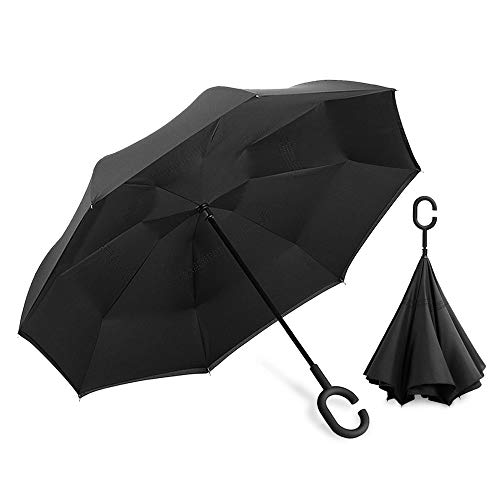 Eutuxia Reverse Umbrella. Windproof, Reversible, UV Protection, Double Layer Folding Inverted Umbrella