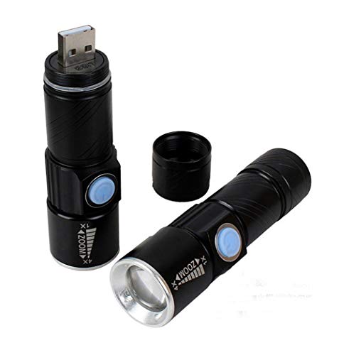 Global-store 1PCS Mini LED Flashlight Rechargeable 350 Lumen, Focus Zoom Torch Light with 3 Modes Adjustable for Emergency and Activities EDC